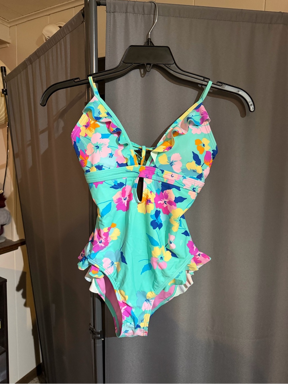 Women’s Floral One-Piece Swimsuit in Aqua